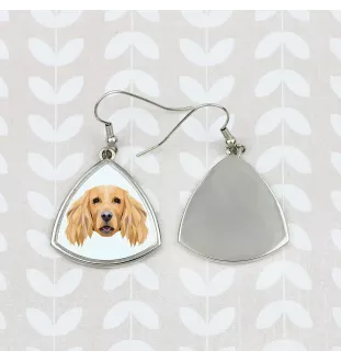 English Cocker Spaniel, Englische Cockerspaniel  - Ohrringe mit einem Bild und dem Schriftzug "Geometrischer Hund" von Art-Dog