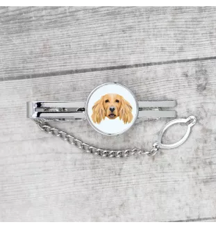 Cocker spaniel anglais - épingle de cravate géométrique avec photo et inscription Art-Dog