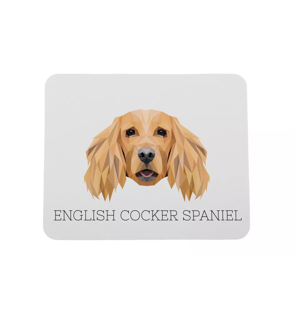 English Cocker Spaniel, Englische Cockerspaniel  - geometrisches Mauspad mit Bild und Aufschrift von Art-Dog