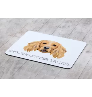 English Cocker Spaniel, Englische Cockerspaniel  - geometrisches Mauspad mit Bild und Aufschrift von Art-Dog