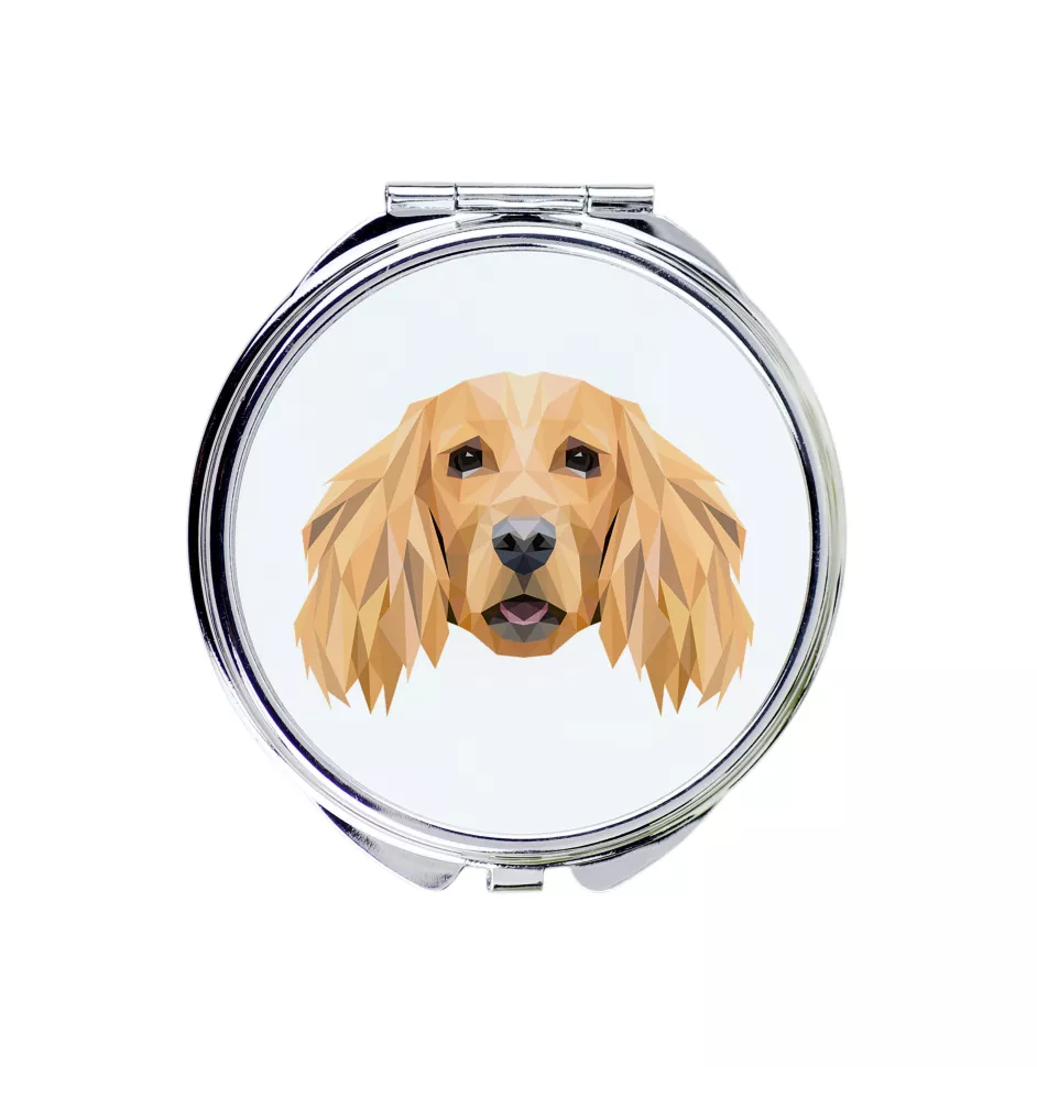 English Cocker Spaniel, Englische Cockerspaniel  - Spiegel mit Foto und geometrischem Aufdruck der Marke Art-Dog