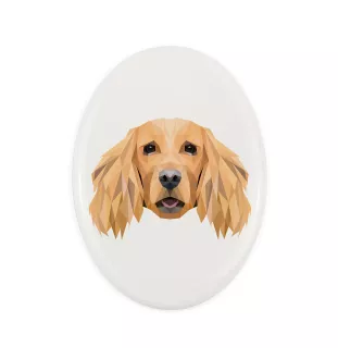 English Cocker Spaniel - a plate with a geometric design and the brand name Art-Dog