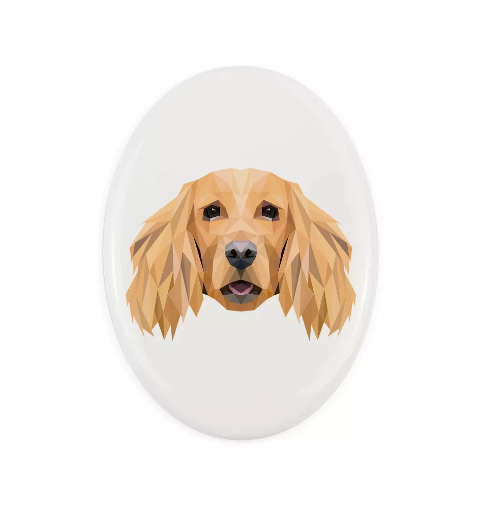 English Cocker Spaniel - a plate with a geometric design and the brand name Art-Dog