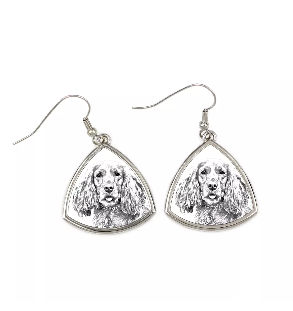 Cocker spaniel anglais - boucles d'oreilles avec chien, boucles d'oreilles pendantes avec photo, bijoux personnalisés avec impression de la marque Art-Dog