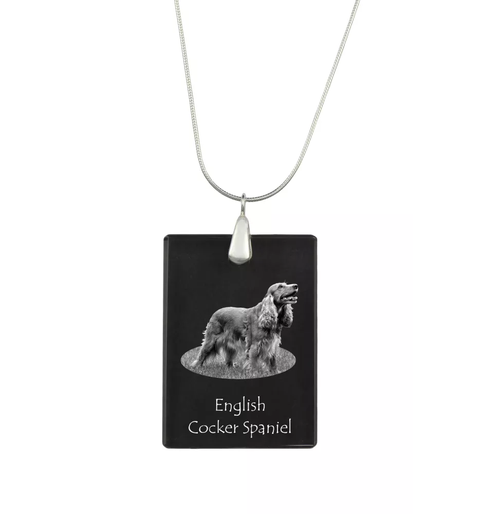 English Cocker Spaniel, Englische Cockerspaniel  - Kristallanhänger mit Hund, Silberhalskette mit Foto, personalisierter Anhänger der Marke Art-Dog