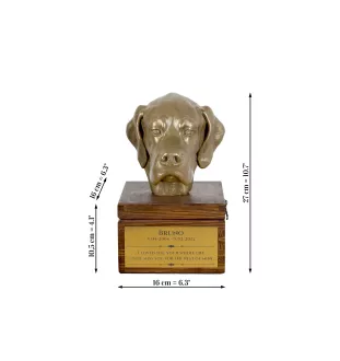 Pointer anglais - urne pour les cendres du chien avec une statuette, petite urne pour chien, urne personnalisée avec le buste du chien de la marque Art-Dog