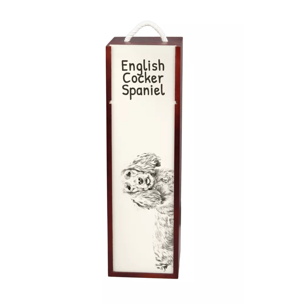 Cocker spaniel anglais - boîte à vin avec chien, boîte à alcool avec graphisme, boîte cadeau personnalisée de la marque Art-Dog