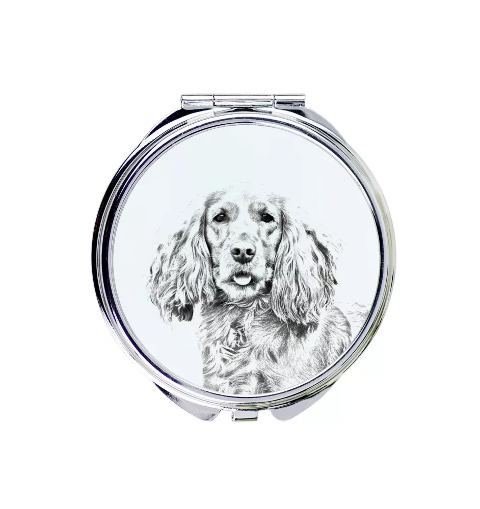 English Cocker Spaniel - Pocket mirror with a dog, personalized mirror for a purse, compact mirror with Art-Dog brand print.