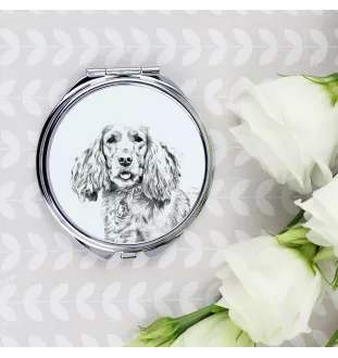 English Cocker Spaniel - Pocket mirror with a dog, personalized mirror for a purse, compact mirror with Art-Dog brand print.