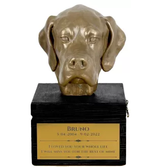 Pointer anglais - une urne avec une gravure et une sculpture de chien, un dernier adieu, un produit fait à la main de la marque Art-Dog