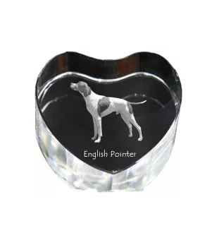 Pointer anglais - une photo de chien dans un cristal, un cœur en cristal, un cadre photo exceptionnel de la marque Art-Dog
