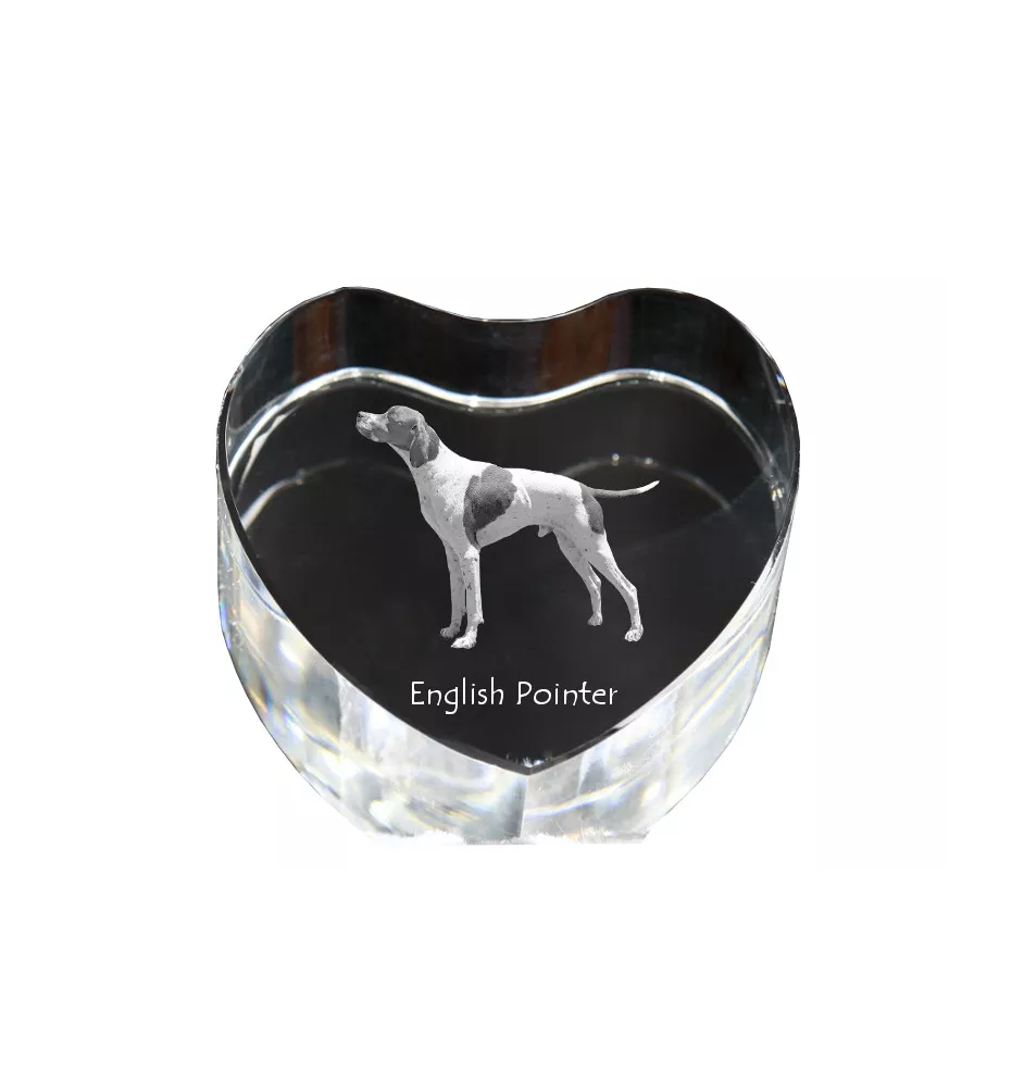 Pointer anglais - une photo de chien dans un cristal, un cœur en cristal, un cadre photo exceptionnel de la marque Art-Dog