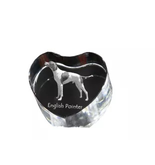 Pointer anglais - une photo de chien dans un cristal, un cœur en cristal, un cadre photo exceptionnel de la marque Art-Dog