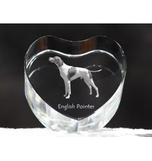 Pointer anglais - une photo de chien dans un cristal, un cœur en cristal, un cadre photo exceptionnel de la marque Art-Dog