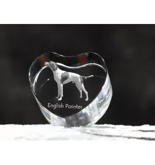 English Pointer - a photo of a dog in crystal, crystal heart, unique photo frame from the Art-Dog brand