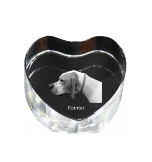 Pointer anglais I - une photo de chien dans un cristal, un cœur en cristal, un cadre photo exceptionnel de la marque Art-Dog