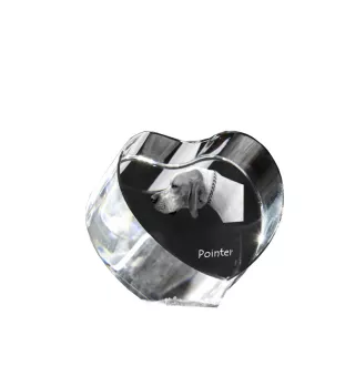 English Pointer I - a photo of a dog in crystal, crystal heart, unique photo frame from the Art-Dog brand