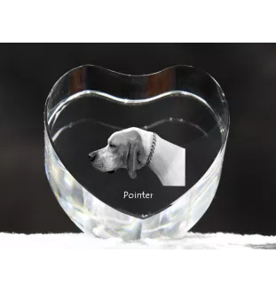 Pointer anglais I - une photo de chien dans un cristal, un cœur en cristal, un cadre photo exceptionnel de la marque Art-Dog