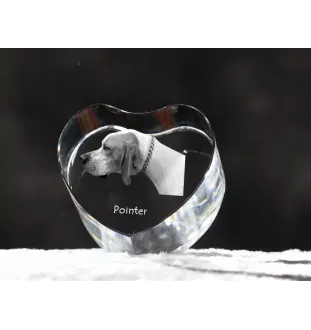 English Pointer I - a photo of a dog in crystal, crystal heart, unique photo frame from the Art-Dog brand