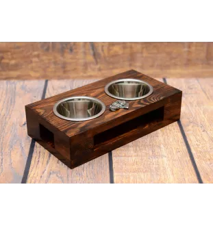 English Pointer I - wooden stand with bowls for a dog, steel dog bowls, a gift for adopting a dog from the Art-Dog brand