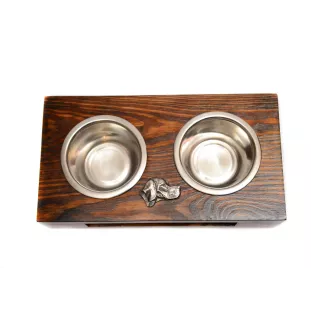 English Pointer, Englischer Pointer - Holzständer mit Näpfen für Hunde, Edelstahlnäpfe, Geschenk zur Adoption eines Hundes von der Marke Art-Dog