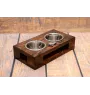 English Pointer - wooden stand with bowls for a dog, steel dog bowls, a gift for adopting a dog from the Art-Dog brand