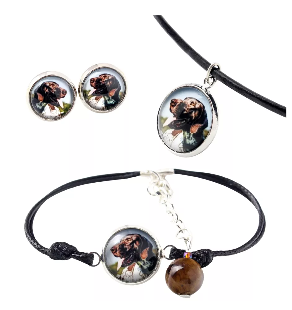 English Pointer - a set of jewelry in a box, necklace, earrings, bracelet, products from the Art-Dog brand