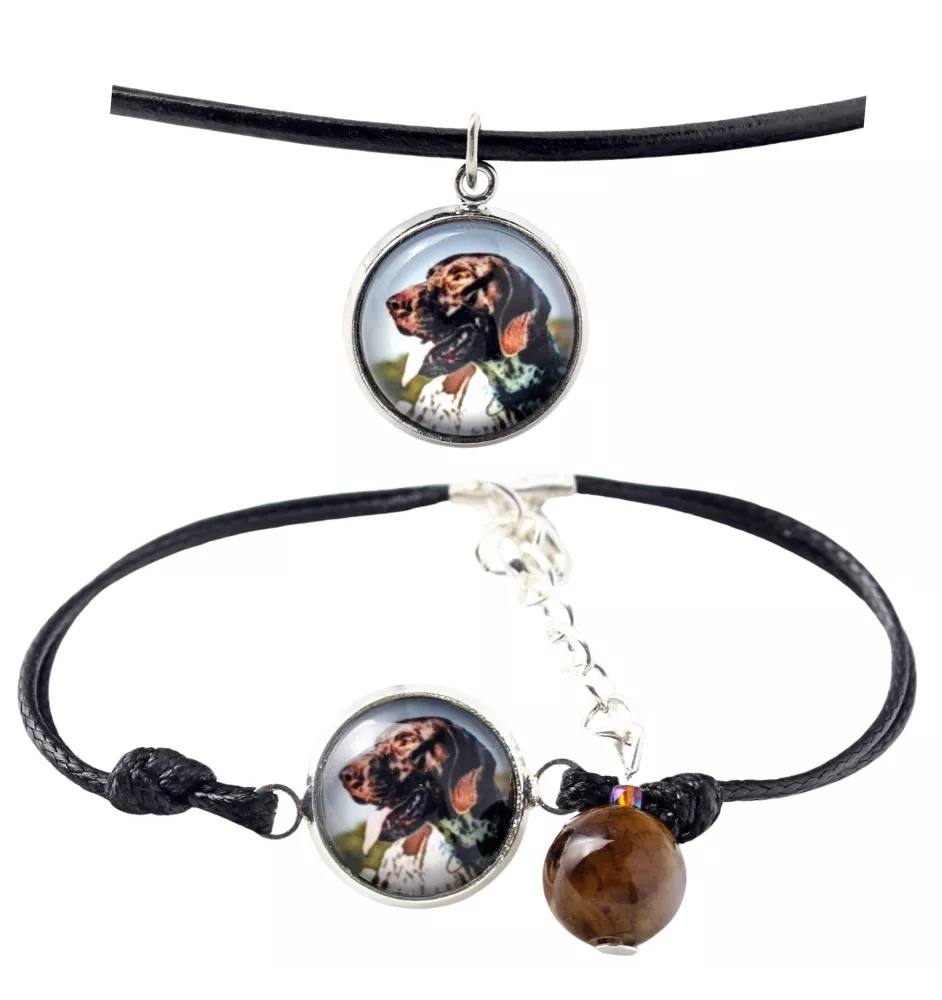 Pointer anglais - ensemble de bijoux avec votre photo, ensemble fait à la main, bracelet et collier de la marque Art.-Dog
