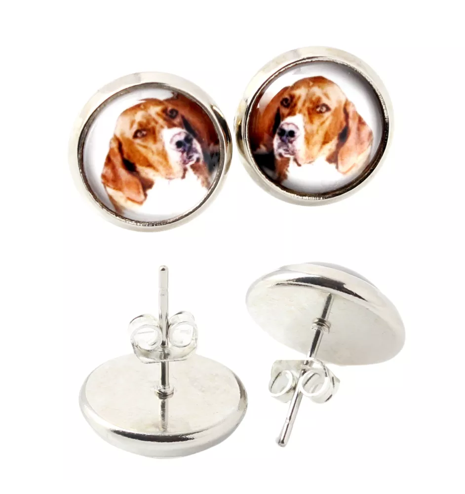 Pointer anglais I - boucles d'oreilles dans une boîte, votre photo, bijoux faits à la main, produit de la marque Art-Dog.