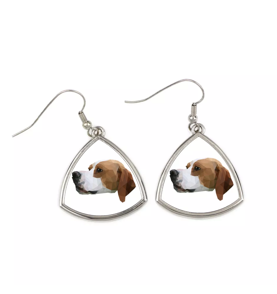 Pointer anglais - boucles d'oreilles avec une photo et un motif de chien géométrique Art-Dog