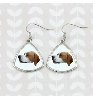 Pointer anglais - boucles d'oreilles avec une photo et un motif de chien géométrique Art-Dog