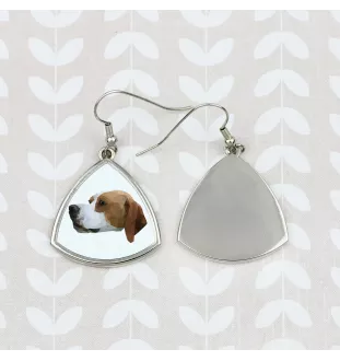 Pointer anglais - boucles d'oreilles avec une photo et un motif de chien géométrique Art-Dog