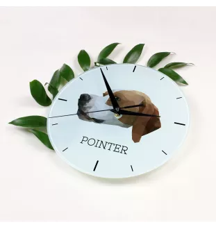 Pointer anglais - horloge murale géométrique avec photo et logo de la marque Art-Dog