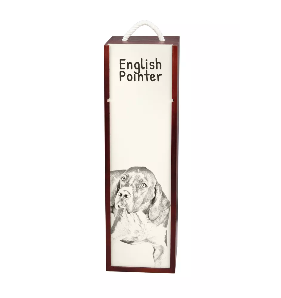 English Pointer I - wine box with a dog, alcohol box with graphics, personalized gift box from the Art-Dog brand
