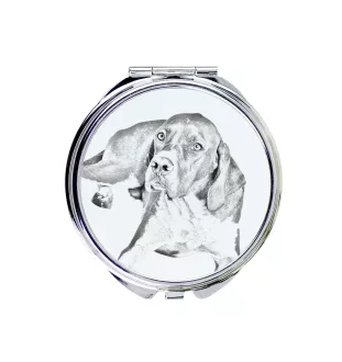English Pointer I - Pocket mirror with a dog, personalized mirror for a purse, compact mirror with Art-Dog brand print.