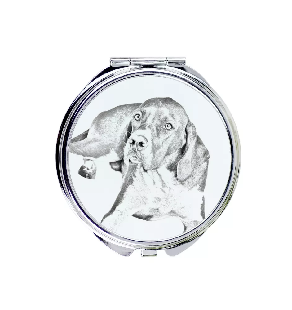 English Pointer, Englischer Pointer I - Taschenspiegel mit Hund, personalisierter Taschenspiegel, kompakter Spiegel mit Art-Dog-Logo