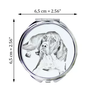 English Pointer I - Pocket mirror with a dog, personalized mirror for a purse, compact mirror with Art-Dog brand print.