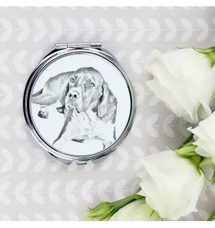 English Pointer I - Pocket mirror with a dog, personalized mirror for a purse, compact mirror with Art-Dog brand print.