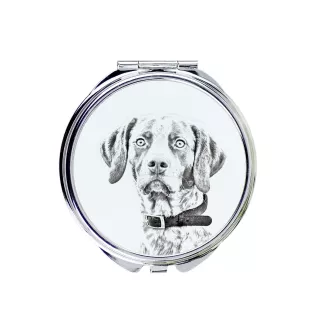 English Pointer II - Pocket mirror with a dog, personalized mirror for a purse, compact mirror with Art-Dog brand print.