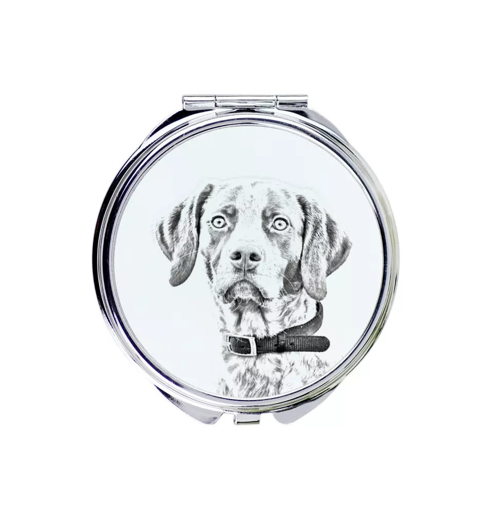 English Pointer II - Pocket mirror with a dog, personalized mirror for a purse, compact mirror with Art-Dog brand print.