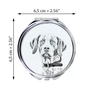 English Pointer II - Pocket mirror with a dog, personalized mirror for a purse, compact mirror with Art-Dog brand print.