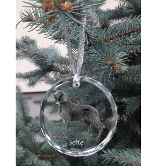 Setter anglais, Setter laverack I - boule de Noël en cristal avec une photo, photo de chien dans le cristal, décoration personnalisée pour sapin de Noël de la marque Art-Dog