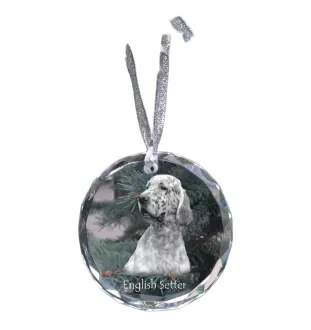 Setter anglais, Setter laverack - boule de Noël en cristal avec une photo, photo de chien dans le cristal, décoration personnalisée pour sapin de Noël de la marque Art-Dog