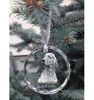 Setter anglais, Setter laverack - boule de Noël en cristal avec une photo, photo de chien dans le cristal, décoration personnalisée pour sapin de Noël de la marque Art-Dog