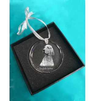 Setter anglais, Setter laverack - boule de Noël en cristal avec une photo, photo de chien dans le cristal, décoration personnalisée pour sapin de Noël de la marque Art-Dog