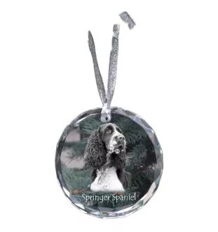 English Springer Spaniel, Springer anglais - boule de Noël en cristal avec une photo, photo de chien dans le cristal, décoration personnalisée pour sapin de Noël de la marque Art-Dog