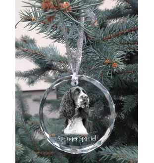 English Springer Spaniel, Springer anglais - boule de Noël en cristal avec une photo, photo de chien dans le cristal, décoration personnalisée pour sapin de Noël de la marque Art-Dog