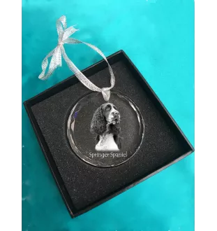 English Springer Spaniel - Kristallkugel mit Foto, Hundebild im Kristall, personalisierter Christbaumschmuck von Art-Dog.