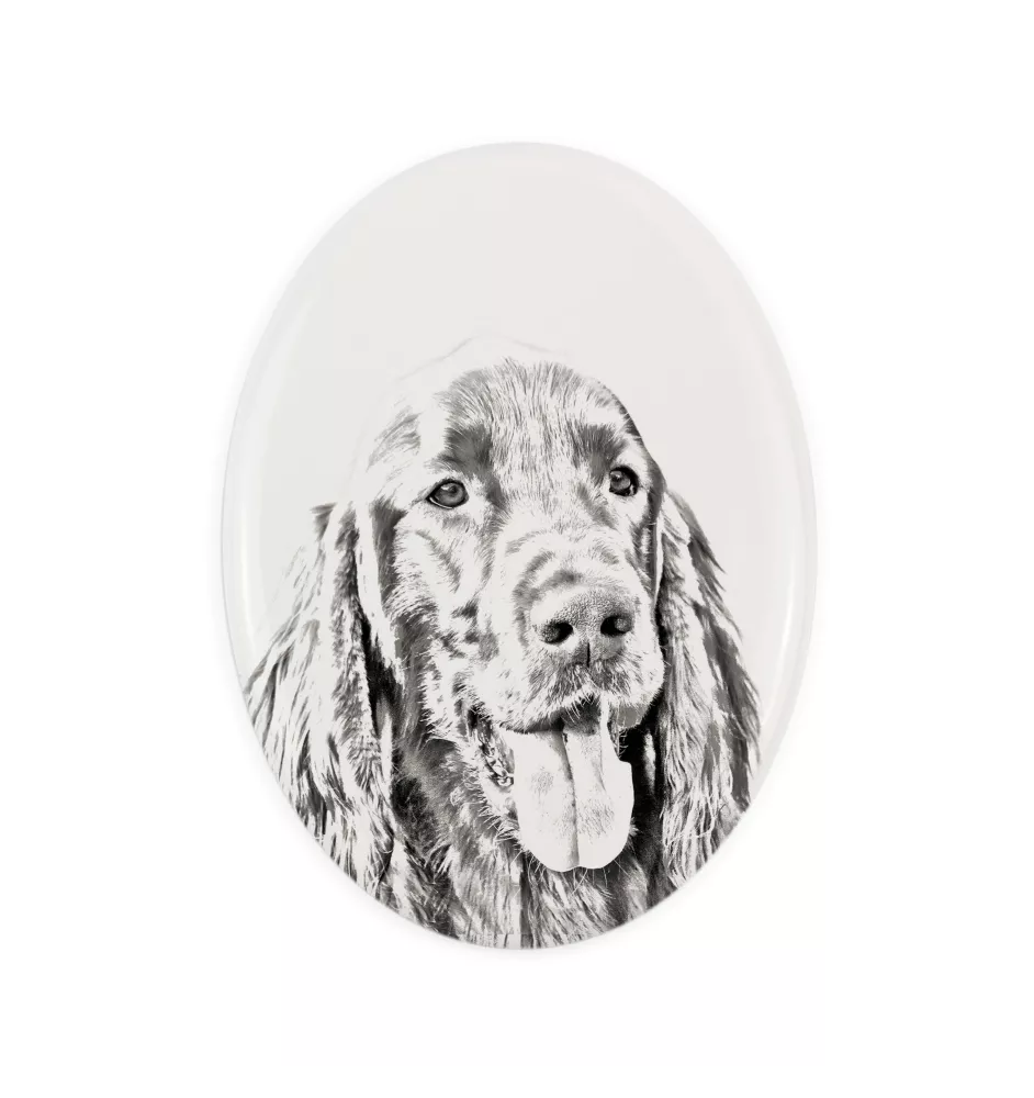 Setter anglais, Setter laverack I - une plaque commémorative avec une photo de chien, une plaque funéraire avec une impression, une plaque ovale personnalisée de la marque Art-Dog