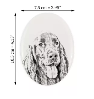 English setter, Lawerack, Laverack I - commemorative plaque with a photo of a dog, tombstone with a print, personalized oval plaque from the Art-Dog brand